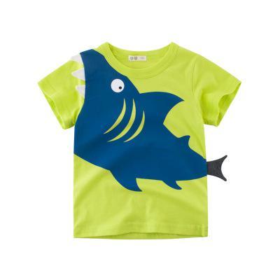 Summer Children's Premium Cotton T-shirt with Shark Pattern - Kidsyard Greenland