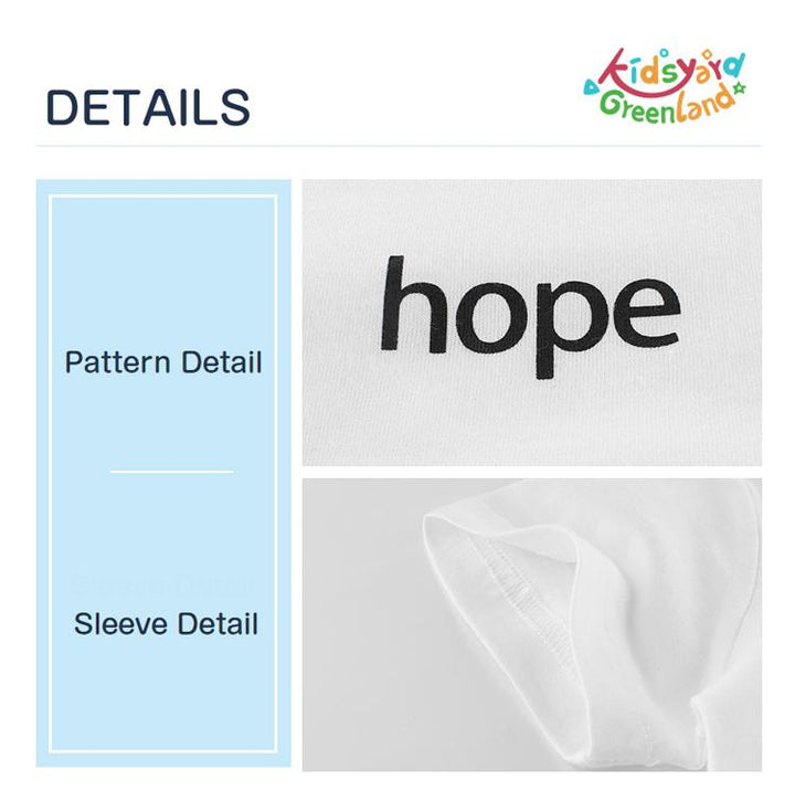 Summer Kids Premium Cotton T-shirt with "Hope" Pattern - Kidsyard Greenland