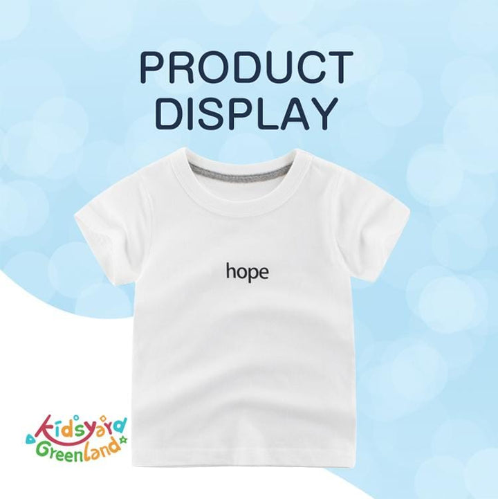 Summer Kids Premium Cotton T-shirt with "Hope" Pattern - Kidsyard Greenland