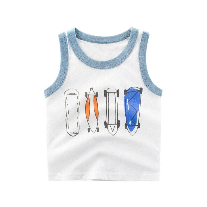 Summer Kids Vests with Skateboard Pattern - Kidsyard Greenland