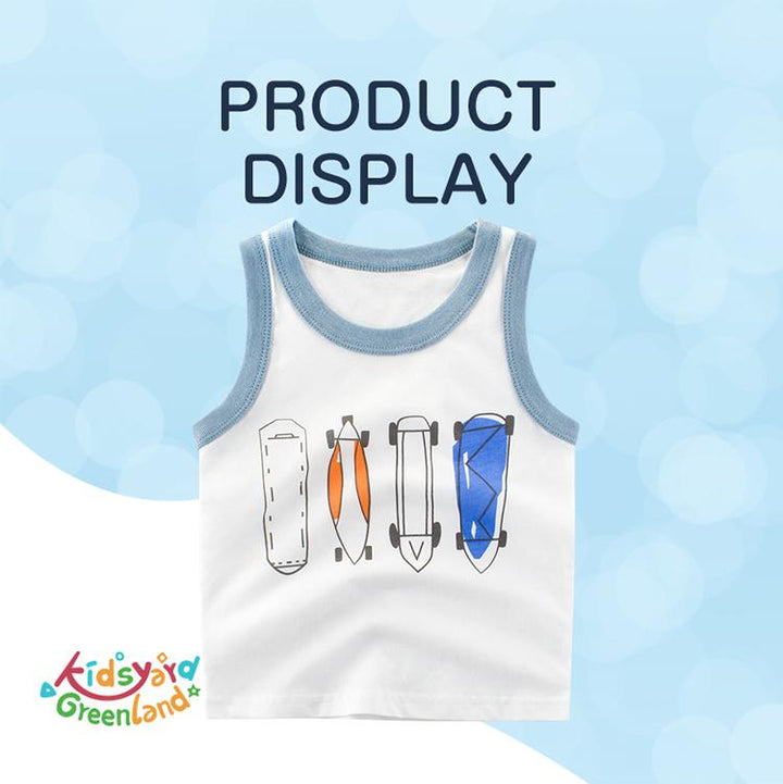 Summer Kids Vests with Skateboard Pattern - Kidsyard Greenland