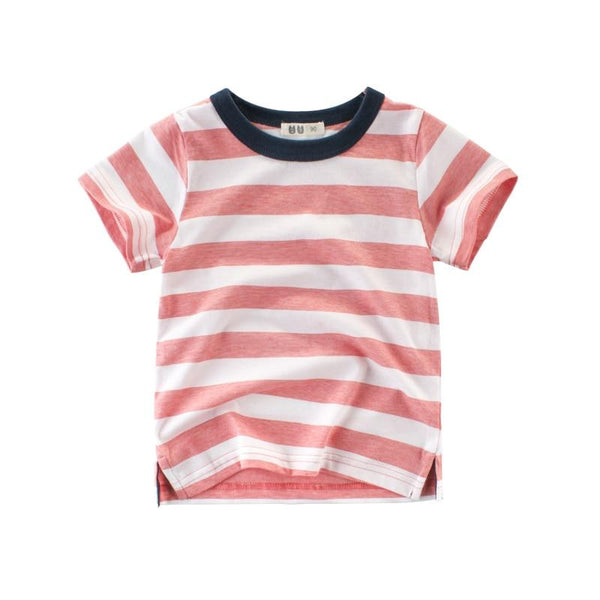 Summer Premium Kids Cotton T-Shirt Classic Striped Short Sleeve T-Shirt - Kidsyard Greenland