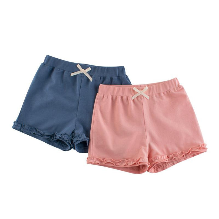 Summer Toddler Girls Cotton Short in Pink and Ocrean Blue - Kidsyard Greenland