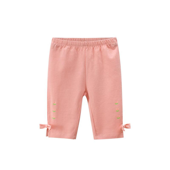Summer Toddler Girls White&Pink Cotton Pants - Kidsyard Greenland