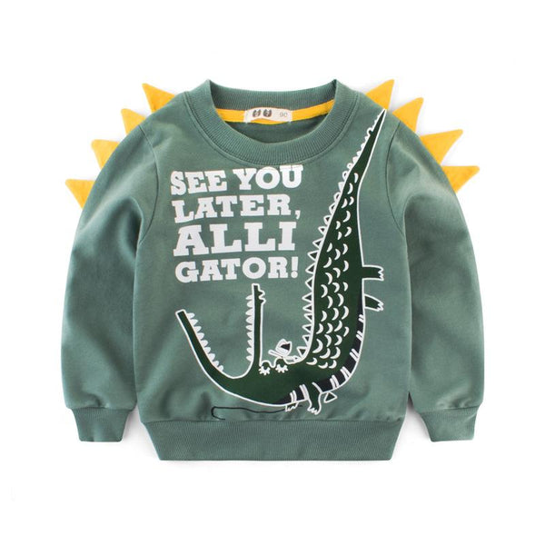 Super Cool Boys 3D Dinosaur Pattern Hoodie in 2 Colors - Kidsyard Greenland