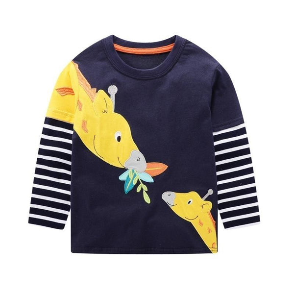 Toddler/Kid Giraffe Embroidery Long Sleeve Top