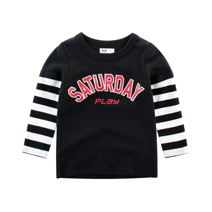 Toddler Boys "Saturday" Pattern With Long Sleeve T-shirt - Kidsyard Greenland