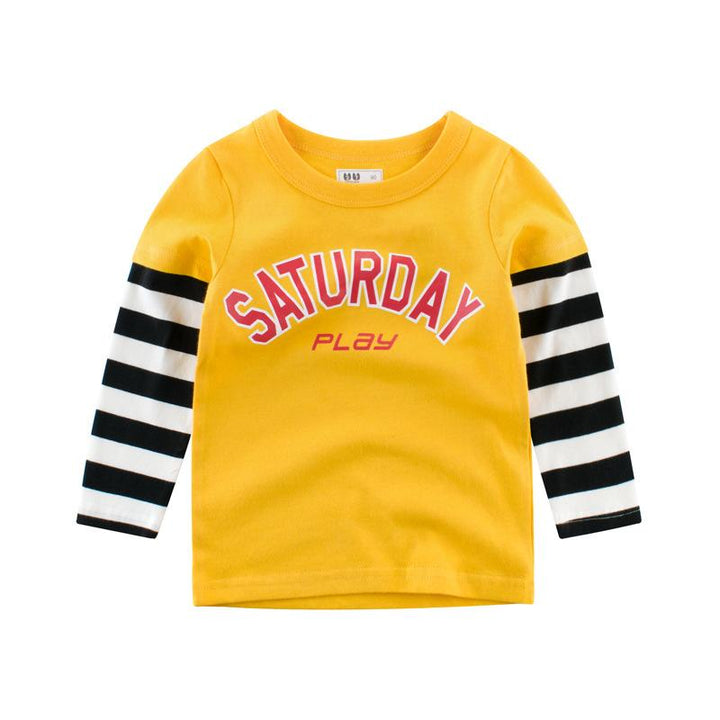 Toddler Boys "Saturday" Pattern With Long Sleeve T-shirt - Kidsyard Greenland