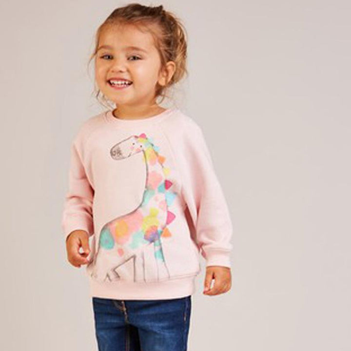 Toddler Girls Cartoon Giraffe Pattern Sweater - Kidsyard Greenland