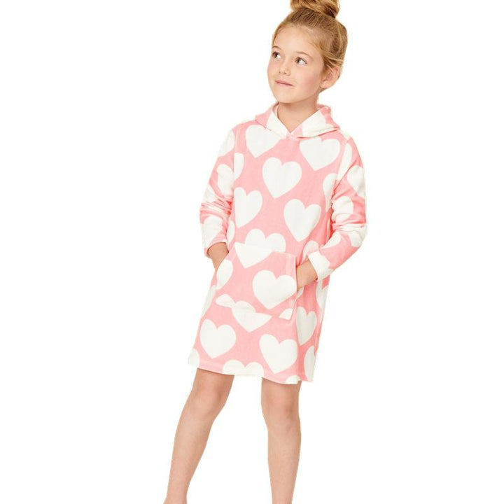 Toddler Girls Heart Pattern Dress - Kidsyard Greenland