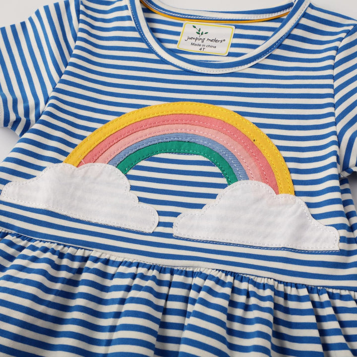 Toddler Girls Striped Rainbow Pattern Dress - Kidsyard Greenland